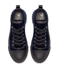 Baskets basses en daim bleu marine Giuseppe Zanotti