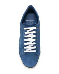 Baskets basses en daim bleues Saint Laurent