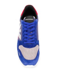 Baskets basses en daim bleues Emporio Armani