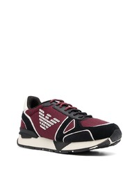 Baskets basses en daim bordeaux Emporio Armani