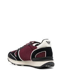 Baskets basses en daim bordeaux Emporio Armani