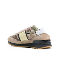 Baskets basses en daim camouflage marron clair Philippe Model