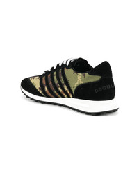 Baskets basses en daim camouflage noires DSQUARED2