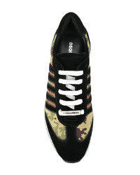 Baskets basses en daim camouflage noires DSQUARED2