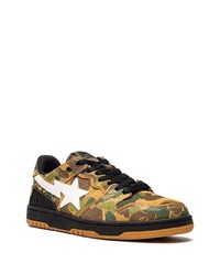 Baskets basses en daim camouflage olive A Bathing Ape