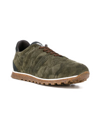 Baskets basses en daim camouflage olive Alberto Fasciani