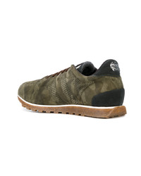 Baskets basses en daim camouflage olive Alberto Fasciani