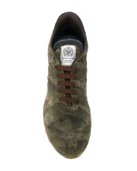 Baskets basses en daim camouflage olive Alberto Fasciani