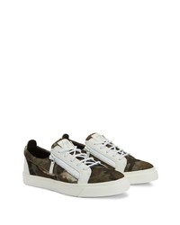 Baskets basses en daim camouflage olive Giuseppe Zanotti