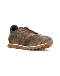 Baskets basses en daim camouflage olive Alberto Fasciani