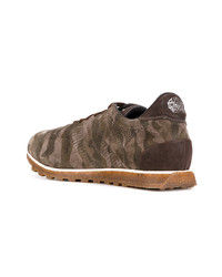 Baskets basses en daim camouflage olive Alberto Fasciani