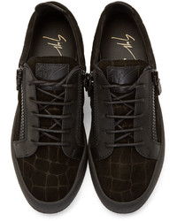 Baskets basses en daim gris foncé Giuseppe Zanotti