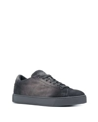 Baskets basses en daim gris foncé Santoni