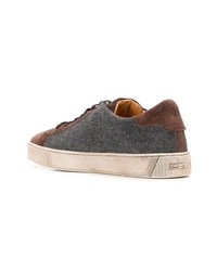 Baskets basses en daim gris foncé Santoni