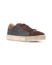 Baskets basses en daim gris foncé Santoni