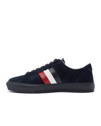 Baskets basses en daim imprimées bleu marine Moncler