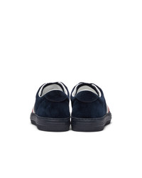 Baskets basses en daim imprimées bleu marine Moncler