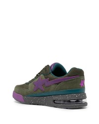 Baskets basses en daim imprimées olive A Bathing Ape