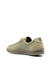 Baskets basses en daim imprimées olive Stone Island