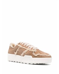 Baskets basses en daim marron clair Moncler