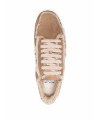 Baskets basses en daim marron clair Moncler