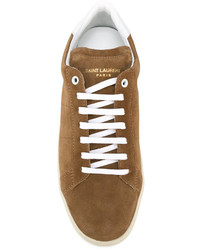 Baskets basses en daim marron clair Saint Laurent