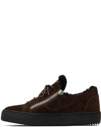 Baskets basses en daim marron foncé Giuseppe Zanotti