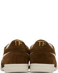 Baskets basses en daim marron foncé Tom Ford