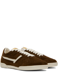 Baskets basses en daim marron foncé Tom Ford