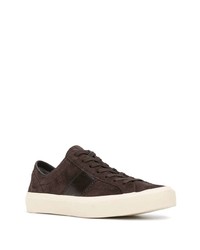 Baskets basses en daim marron foncé Tom Ford