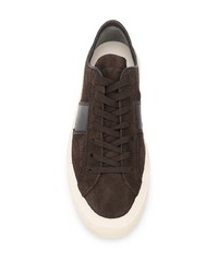 Baskets basses en daim marron foncé Tom Ford