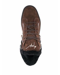 Baskets basses en daim marron foncé Giuseppe Zanotti