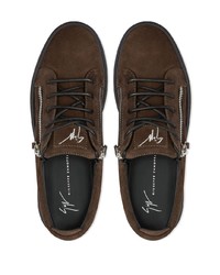 Baskets basses en daim marron foncé Giuseppe Zanotti