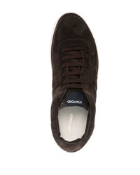 Baskets basses en daim marron foncé Tom Ford