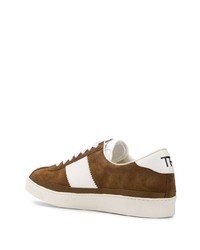 Baskets basses en daim marron Tom Ford