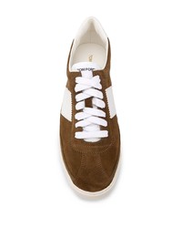 Baskets basses en daim marron Tom Ford