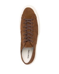 Baskets basses en daim marron Tom Ford