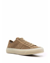 Baskets basses en daim marron Tom Ford