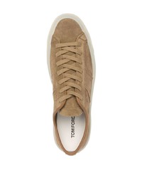 Baskets basses en daim marron Tom Ford