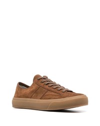 Baskets basses en daim marron Tom Ford