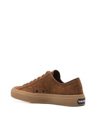 Baskets basses en daim marron Tom Ford