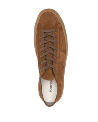 Baskets basses en daim marron Tom Ford