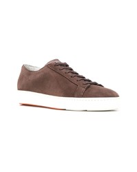 Baskets basses en daim marron Santoni