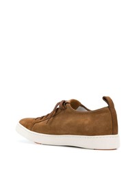 Baskets basses en daim marron Santoni