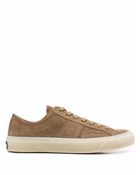 Baskets basses en daim marron Tom Ford