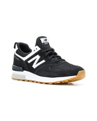 Baskets basses en daim noires et blanches New Balance