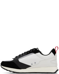 Baskets basses en daim noires et blanches Hugo