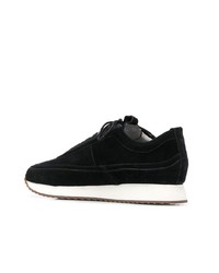 Baskets basses en daim noires et blanches Grenson