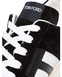 Baskets basses en daim noires et blanches Tom Ford