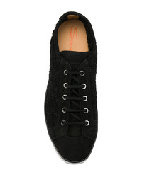 Baskets basses en daim noires Santoni